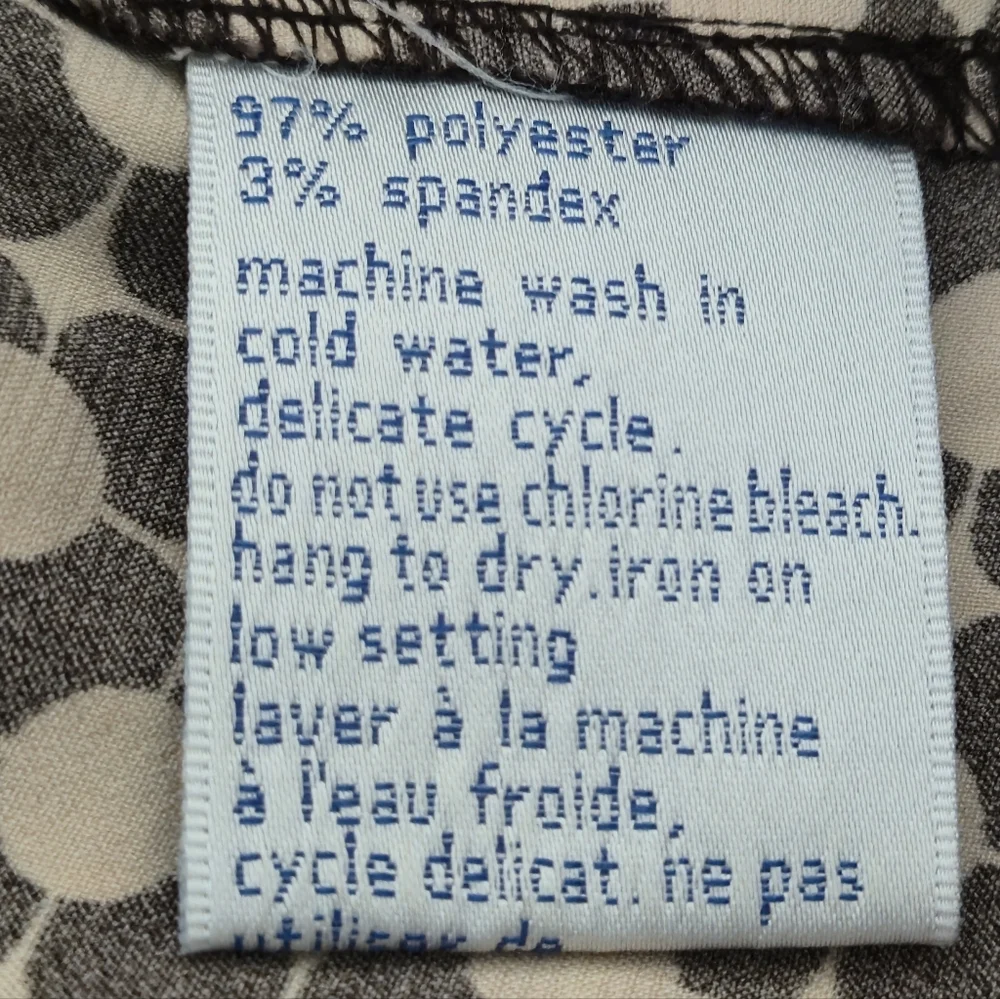 Rickis Size 16 Geometric Mod Print Brown Cream Button Down Blouse Short Sleeve 9 - Picture 12 of 13